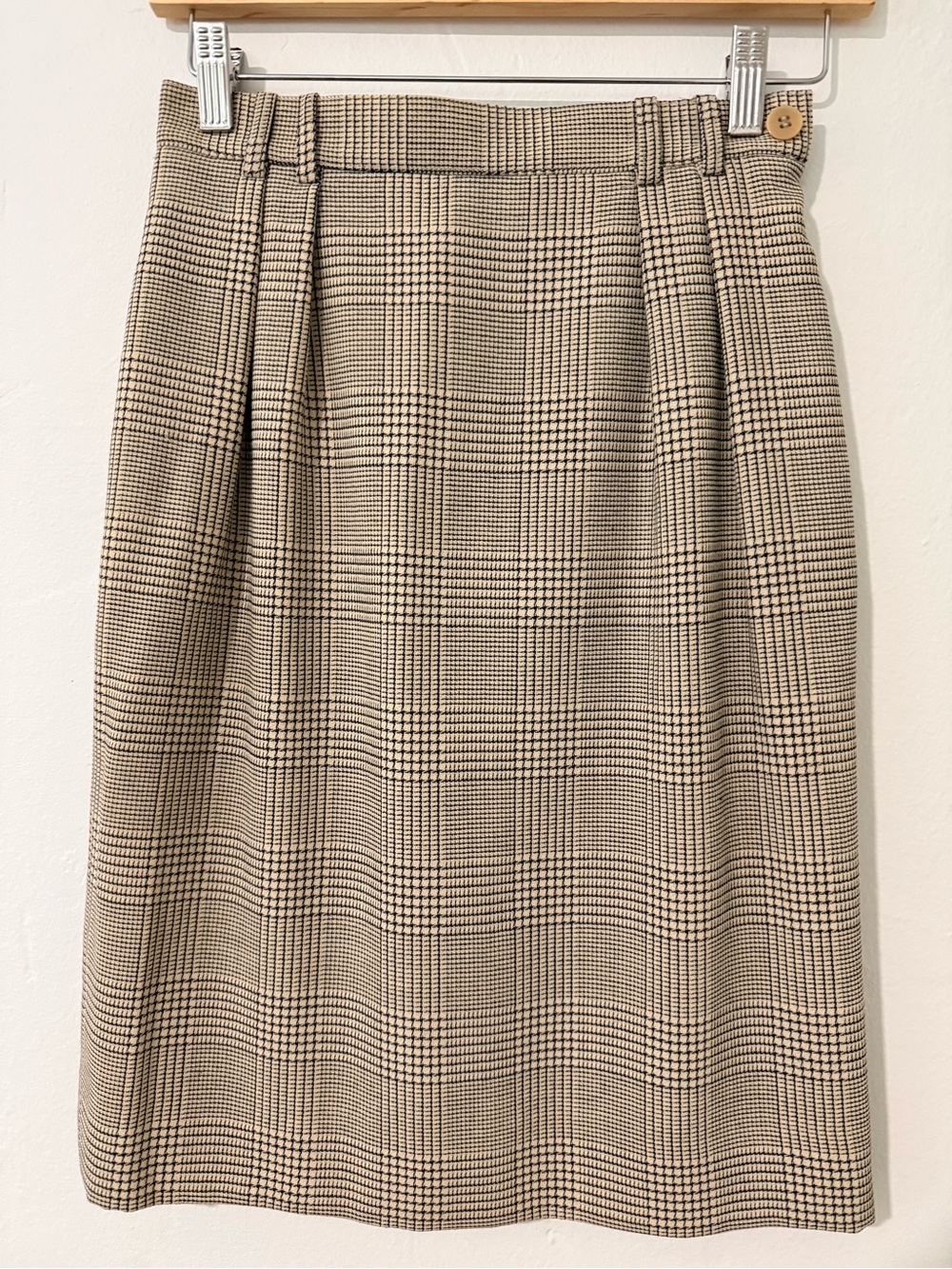 Jaeger Wool Plaid Pencil Skirt UK 8 US 6 Made in Great Britain